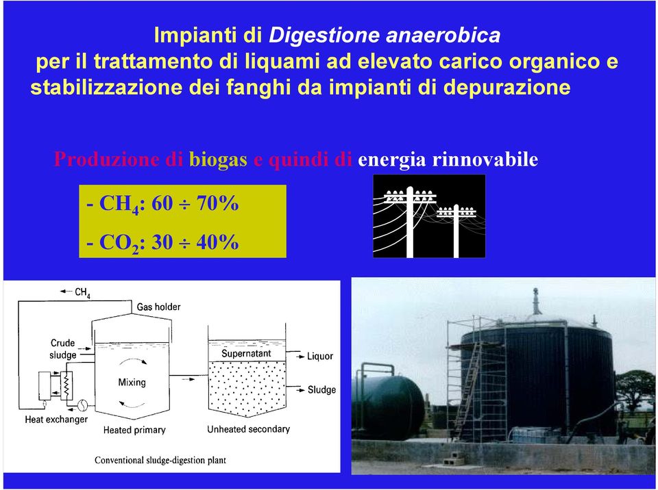 fanghi da impianti di depurazione Produzione di biogas e