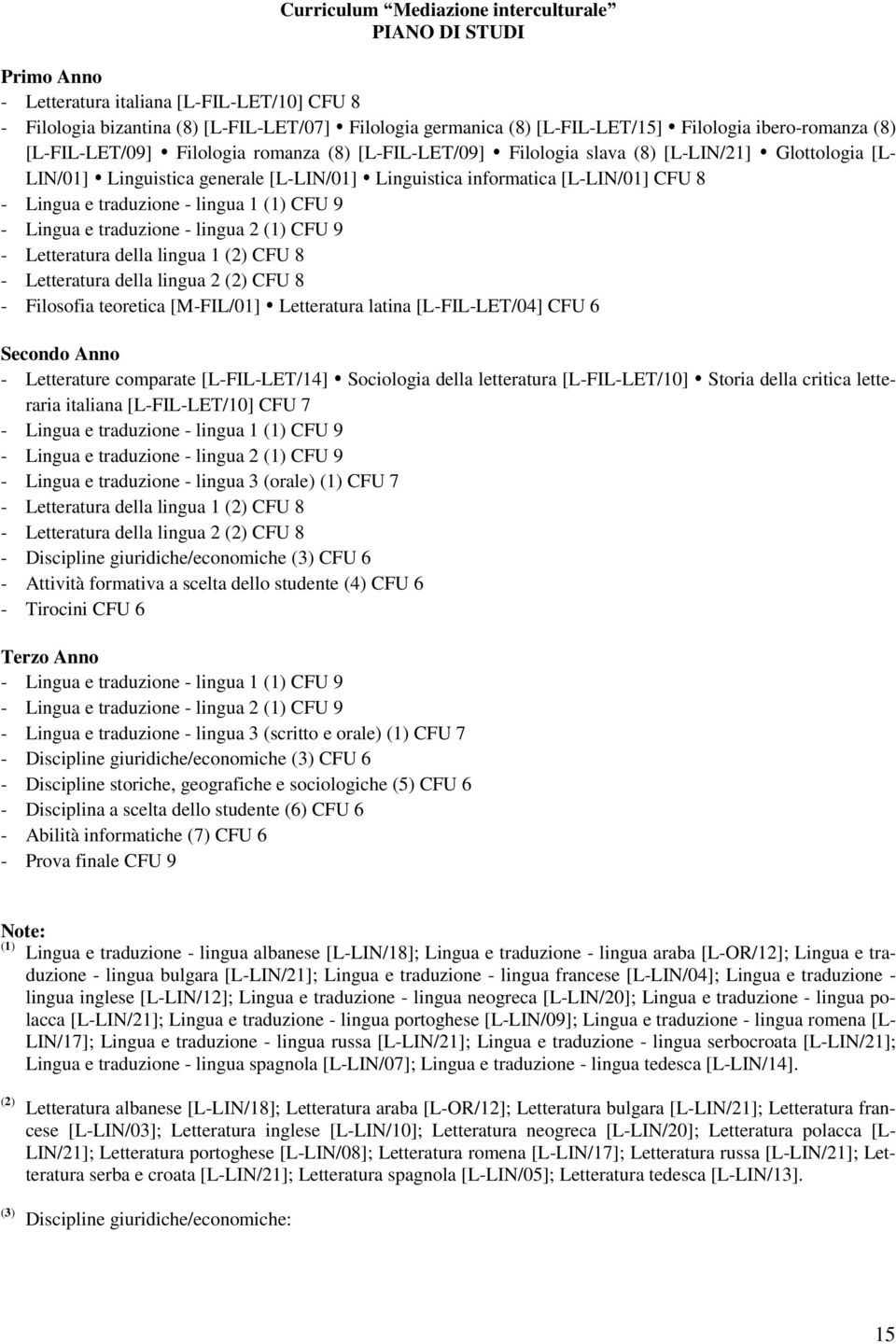 Letteratura della lingua 1 (2) CFU 8 - Letteratura della lingua 2 (2) CFU 8 - Filosofia teoretica [M-FIL/01] Letteratura latina [L-FIL-LET/04] CFU 6 Secondo Anno - Letterature comparate