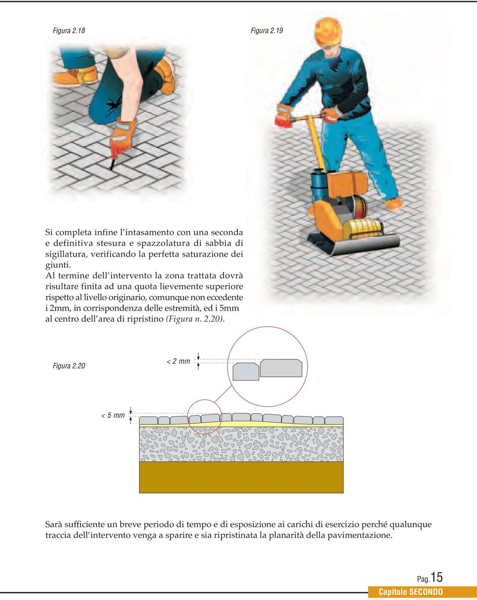 Al termine dell intervento la zona trattata dovrà risultare finita ad una quota lievemente superiore rispetto al livello originario, comunque non eccedente i 2mm, in