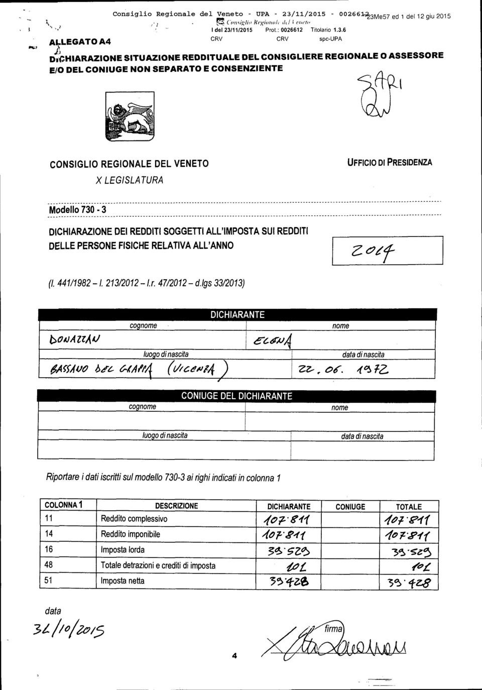 PRESIDENZA Modello 0 - DICHIARAZIONE DEI REDDITI SOGGETTI ALL'IMPOSTA SUI REDDITI DELLE PERSONE FISICHE RELATIVA ALL'ANNO (I. 1/198-1.