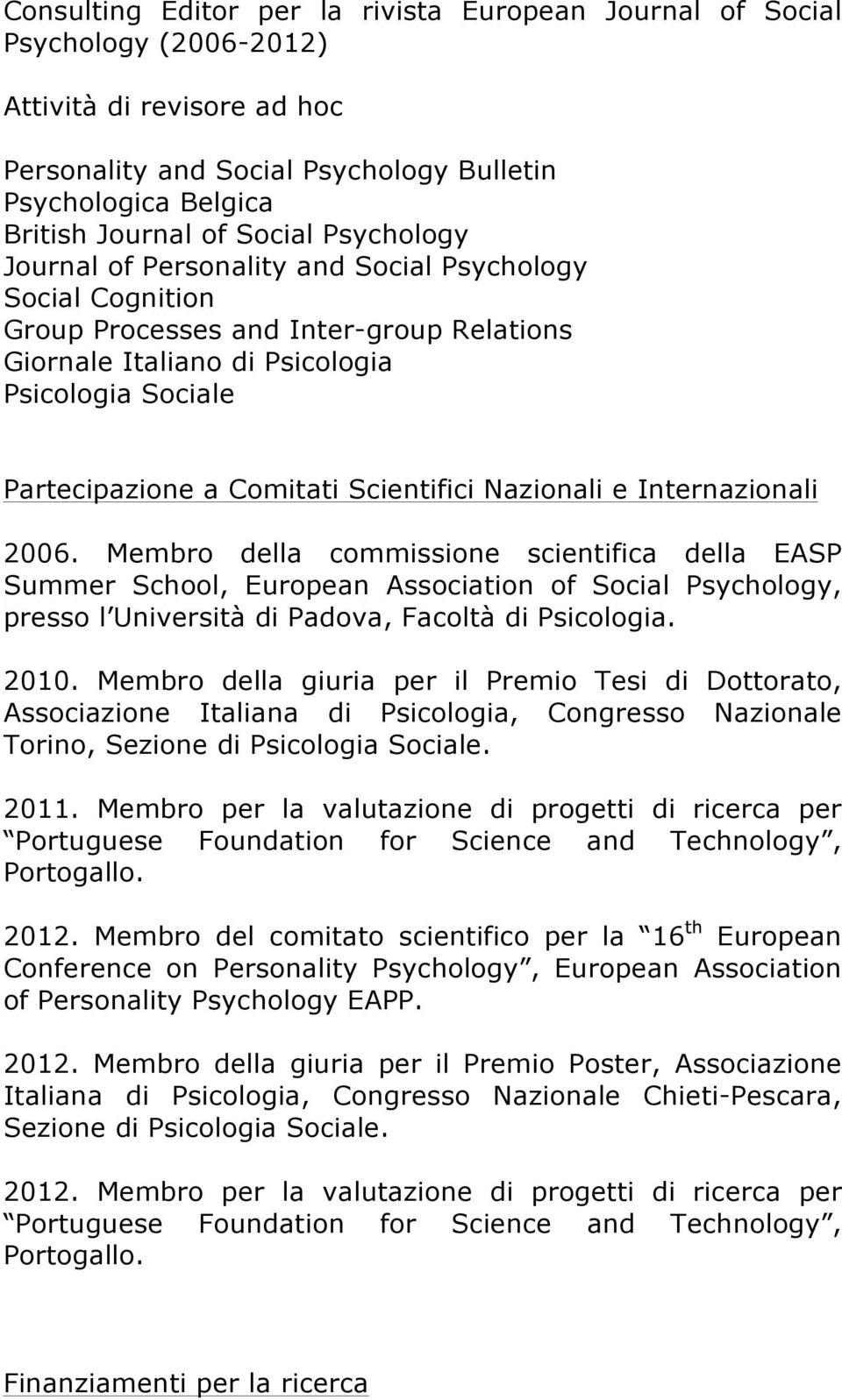 Scientifici Nazionali e Internazionali 2006.