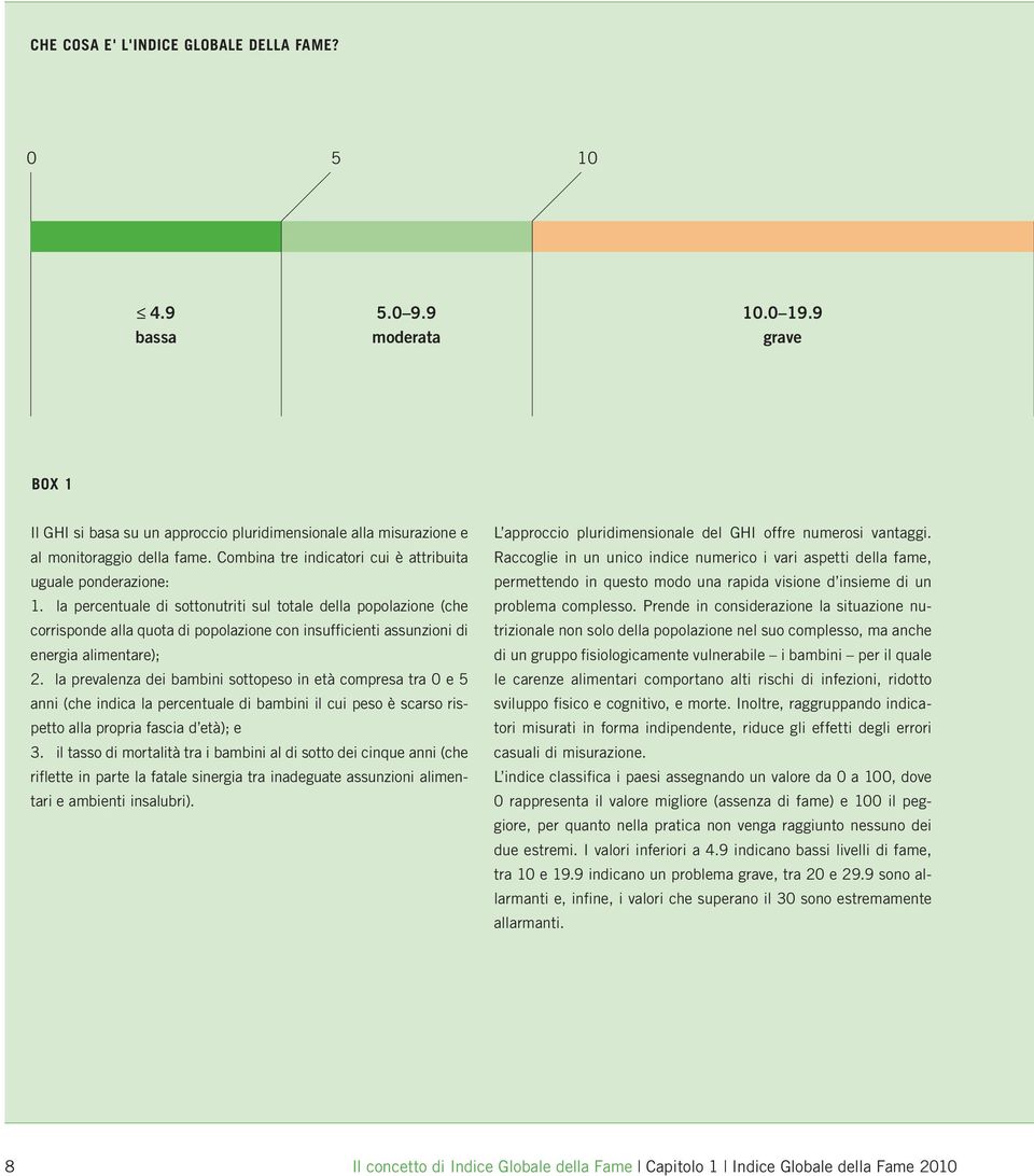 la percentuale di sottonutriti sul totale della popolazione (che corrisponde alla quota di popolazione con insufficienti assunzioni di energia alimentare); 2.