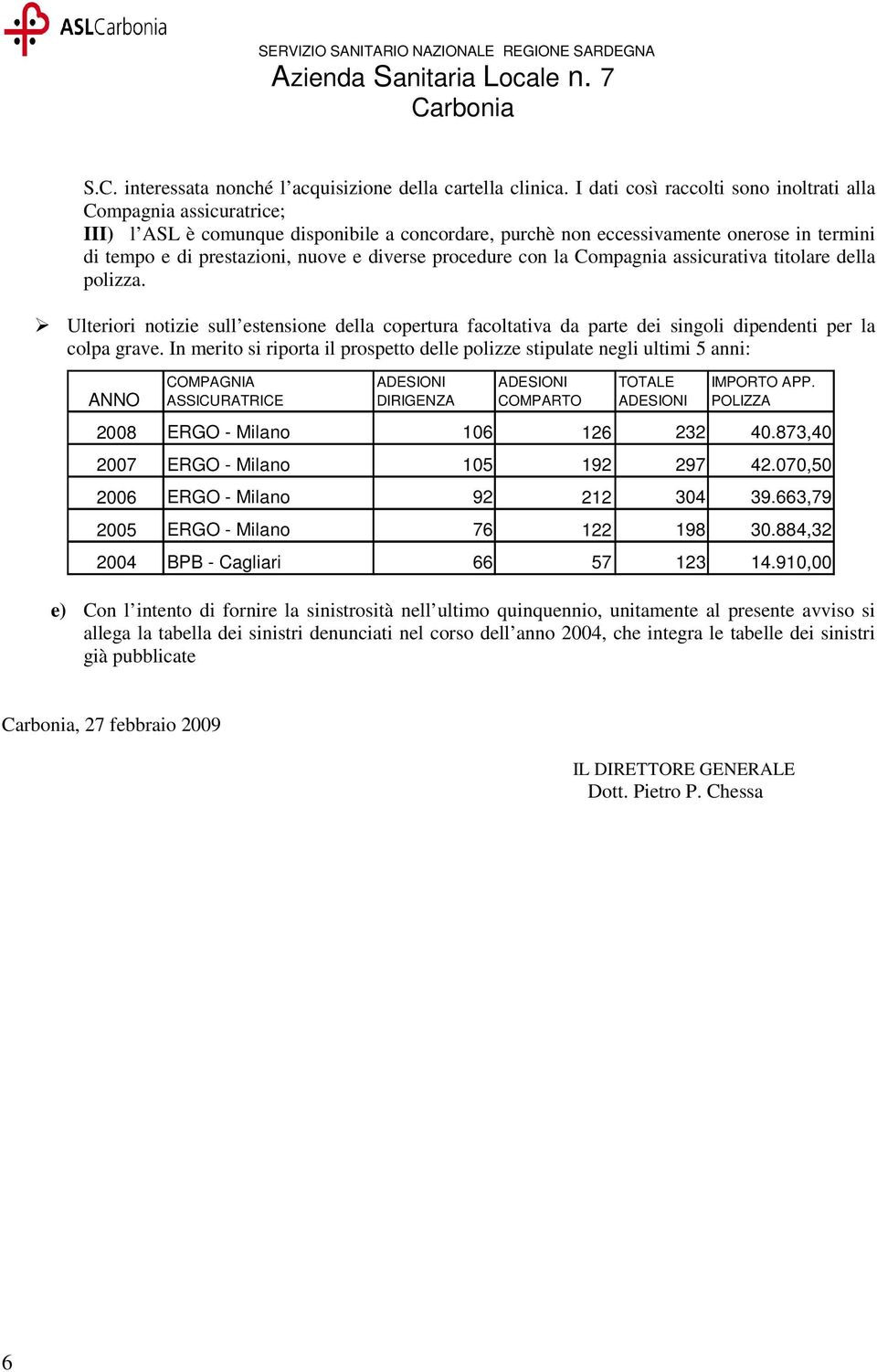 diverse procedure con la Compagnia assicurativa titolare della polizza. Ulteriori notizie sull estensione della copertura facoltativa da parte dei singoli dipendenti per la colpa grave.