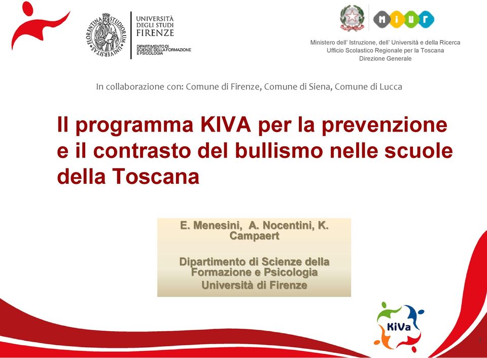 Il programma KIVA per la prevenzione e il contrasto del bullismo nelle scuole della Toscana E.