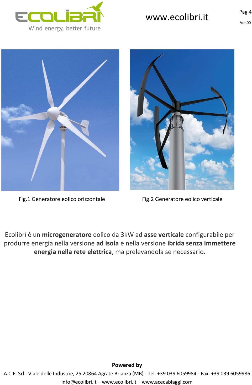 ad asse verticale configurabile per produrre energia nella versione ad