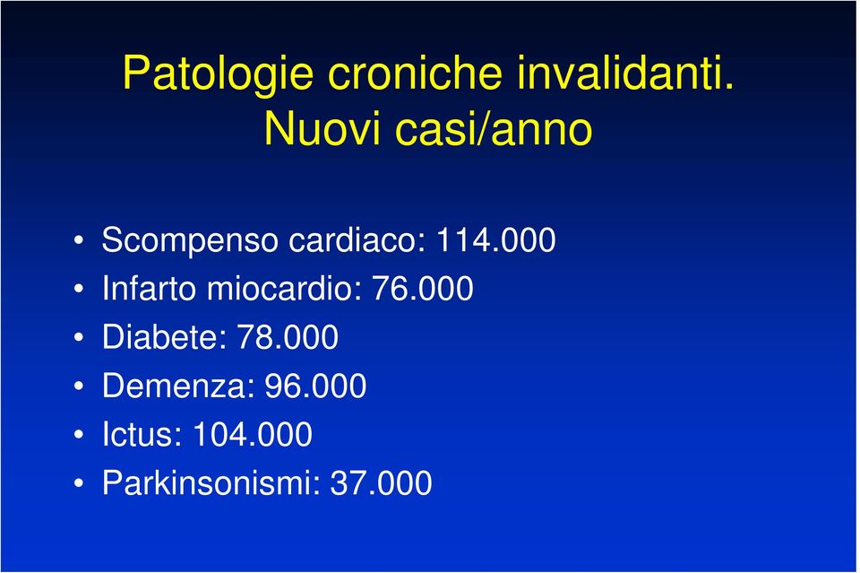 000 Infarto miocardio: 76.000 Diabete: 78.