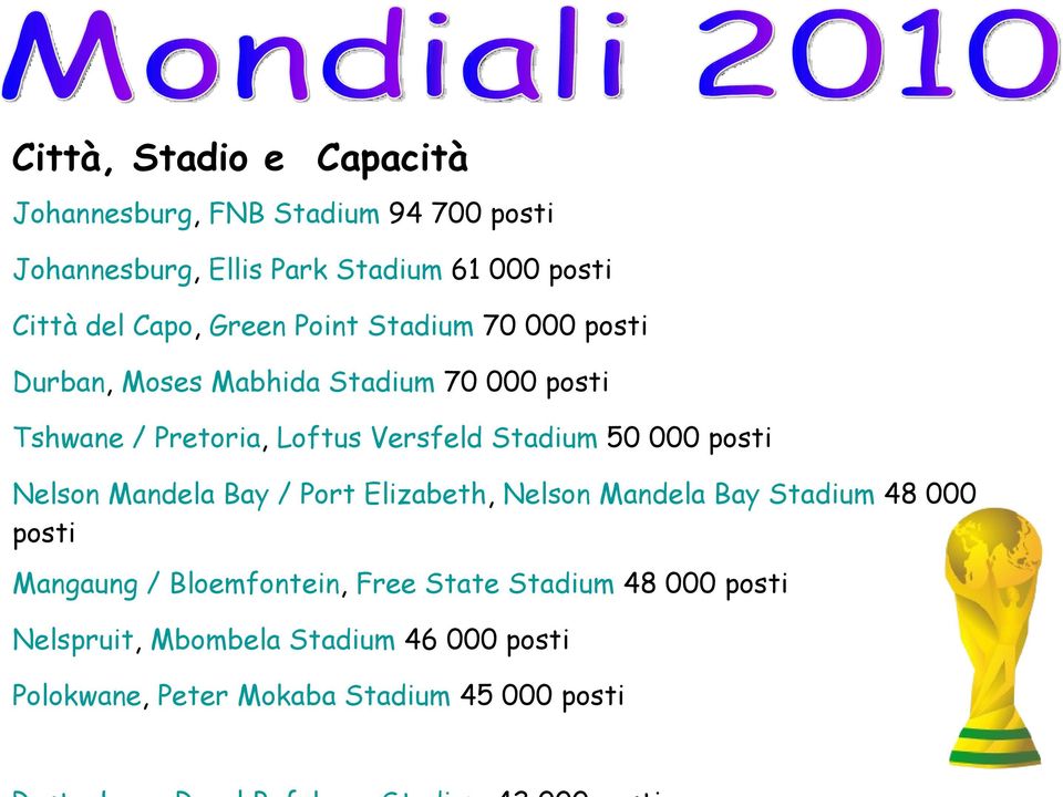 Stadium 50 000 posti Nelson Mandela Bay / Port Elizabeth, Nelson Mandela Bay Stadium 48 000 posti Mangaung /