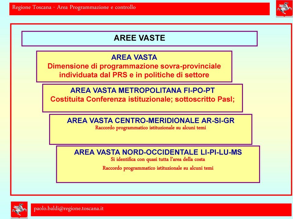 sottoscritto Pasl; AREA VASTA CENTRO-MERIDIONALE AR-SI-GR Raccordo programmatico istituzionale su alcuni temi AREA VASTA