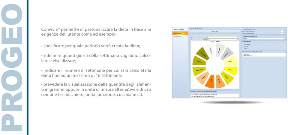 numero di settimane per cui sarà calcolata la dieta fino ad un massimo di 16 settimane; prevedere la visualizzazione delle