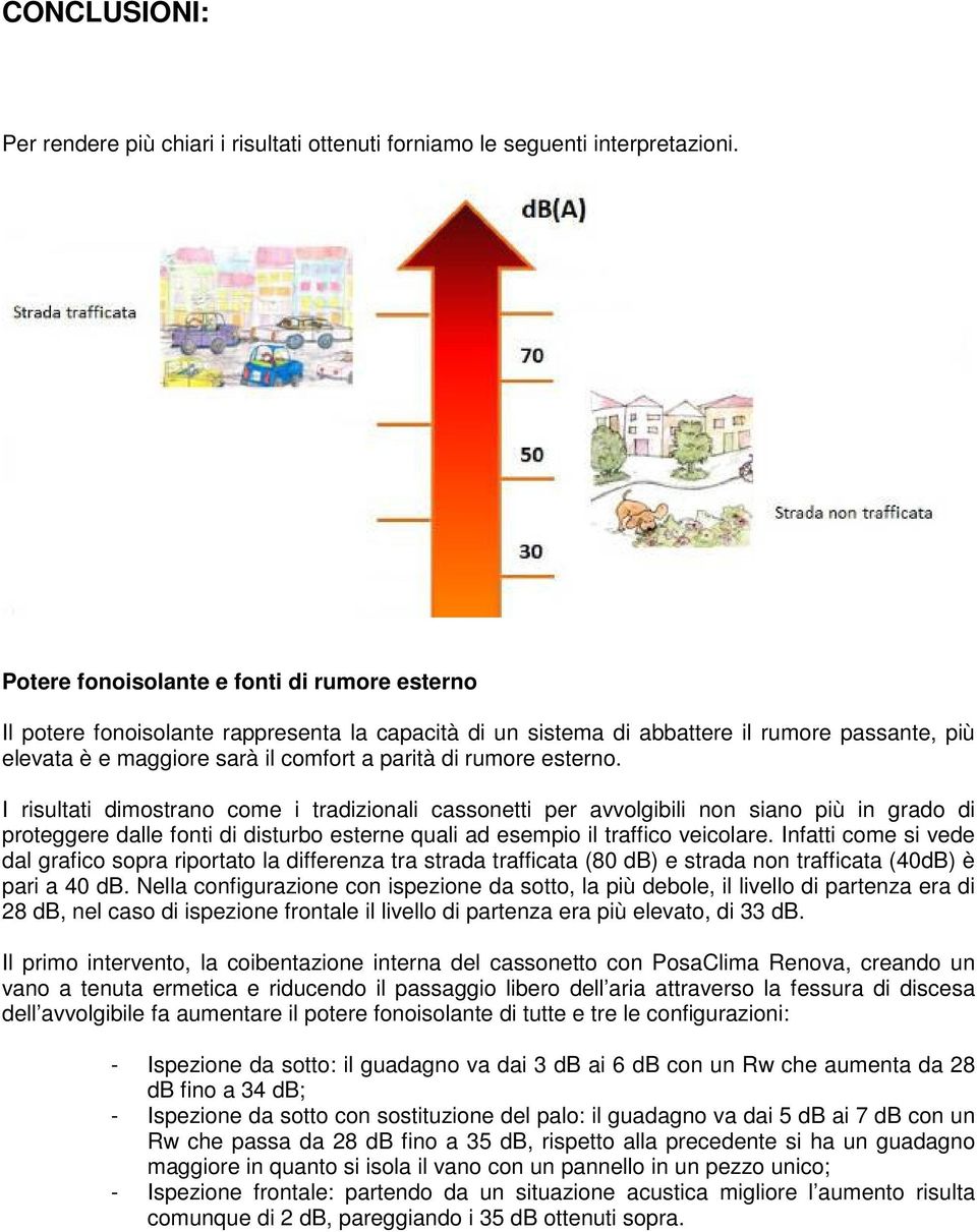 esterno. I risultati dimostrano come i tradizionali cassonetti per avvolgibili non siano più in grado di proteggere dalle fonti di disturbo esterne quali ad esempio il traffico veicolare.