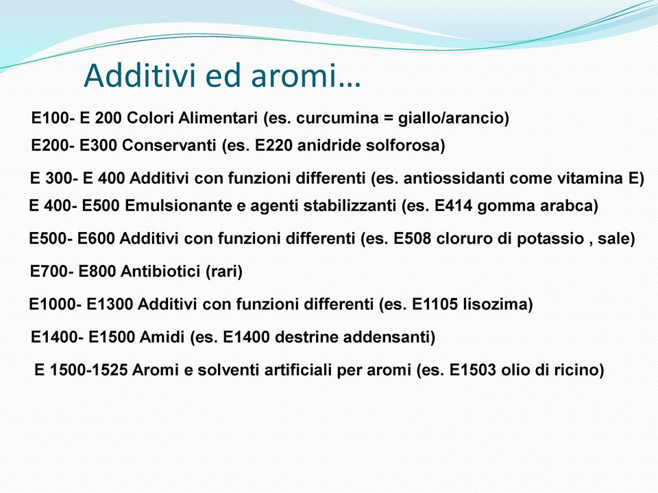 antiossidanti come vitamina E) E 400- E500 Emulsionante e agenti stabilizzanti (es.