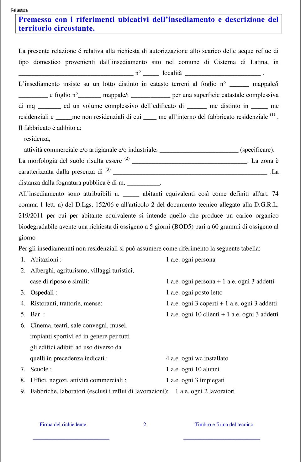 L insediamento insiste su un lotto distinto in catasto terreni al foglio n mappale/i e foglio n mappale/i per una superficie catastale complessiva di mq ed un volume complessivo dell edificato di mc