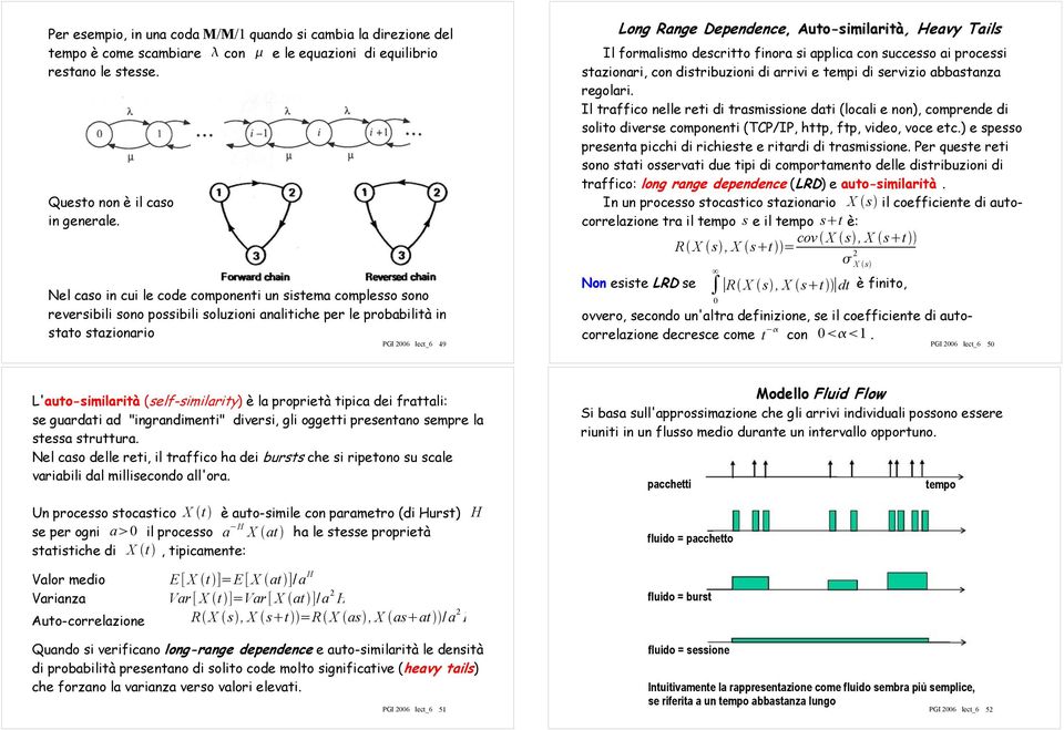 Auto-similarità, Heavy Tails Il formalismo descritto finora si applica con successo ai processi stazionari, con distribuzioni di arrivi e tempi di servizio abbastanza regolari.