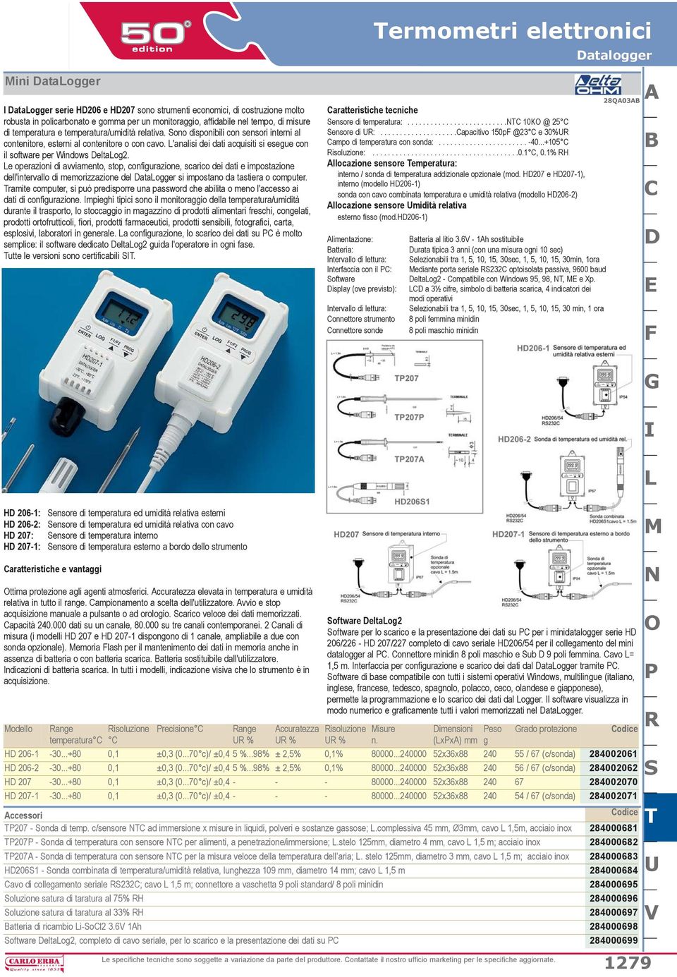 L'analisi dei dati acquisiti si esegue con il software per Windows DeltaLog2.