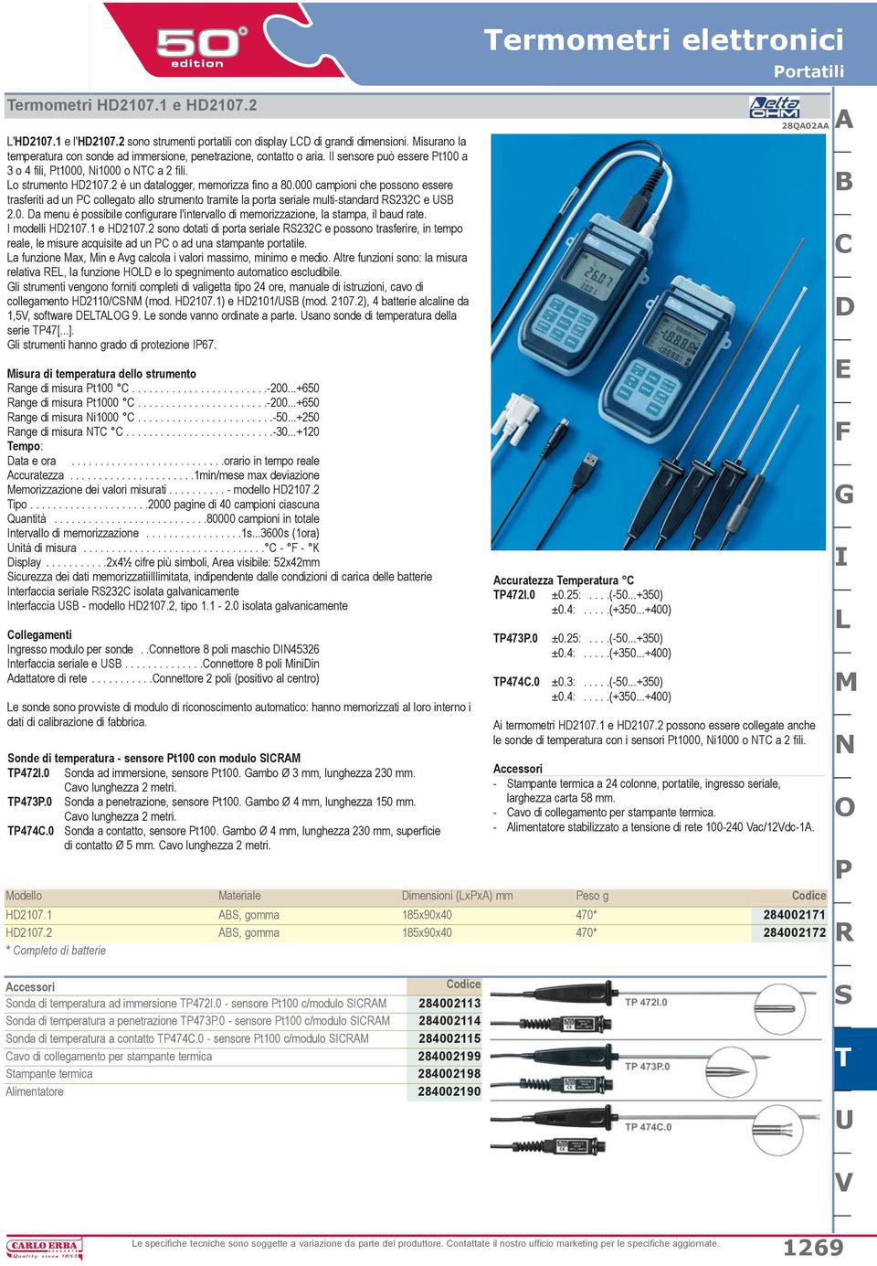 000 campioni che possono essere trasferiti ad un PC collegato allo strumento tramite la porta seriale multi-standard RS232C e USB 2.0. Da menu è possibile configurare l'intervallo di memorizzazione, la stampa, il baud rate.