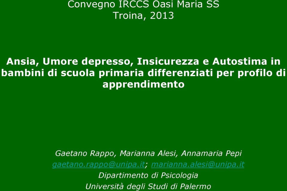 apprendimento Gaetano Rappo, Marianna Alesi, Annamaria Pepi gaetano.