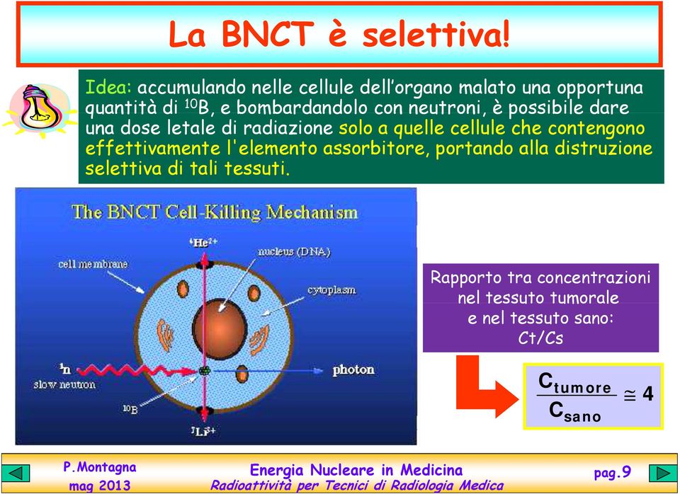 neutroni, è possibile dare una dose letale di radiazione solo a quelle cellule che contengono