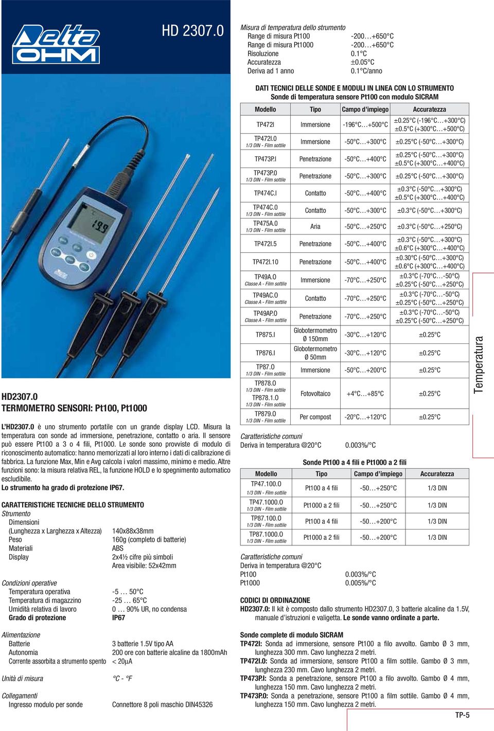 La funzione Max, Min e Avg calcola i valori massimo, minimo e medio. Altre escludibile. Lo strumento ha grado di protezione IP67.