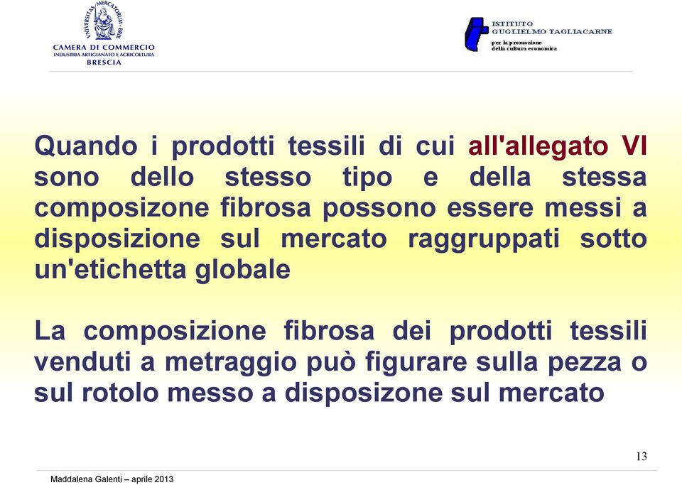 raggruppati sotto un'etichetta globale La composizione fibrosa dei prodotti