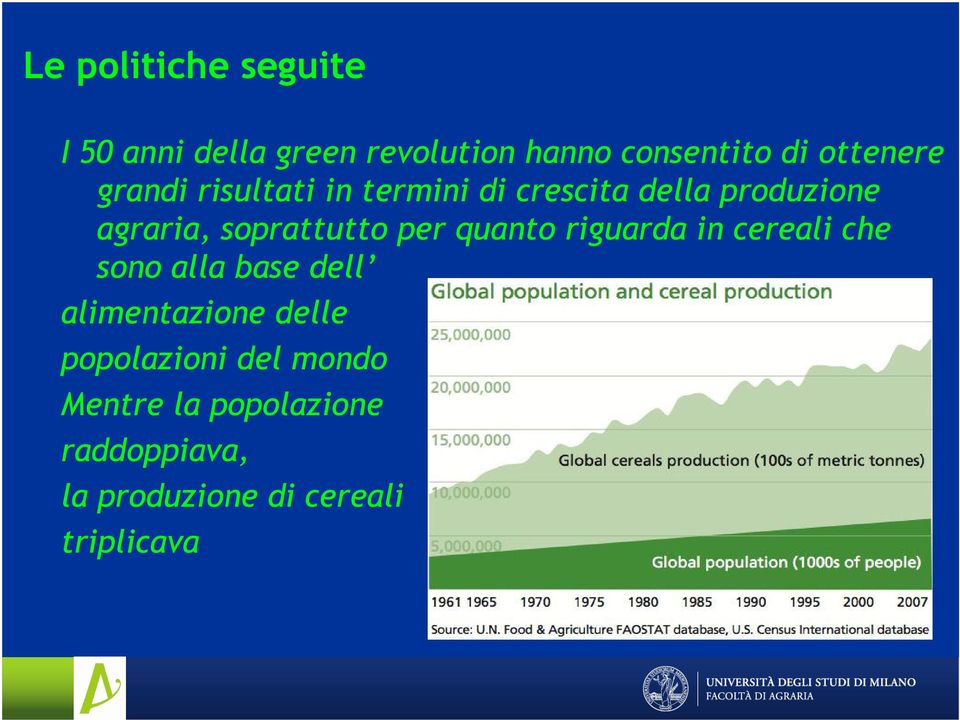 soprattutto per quanto riguarda in cereali che sono alla base dell alimentazione