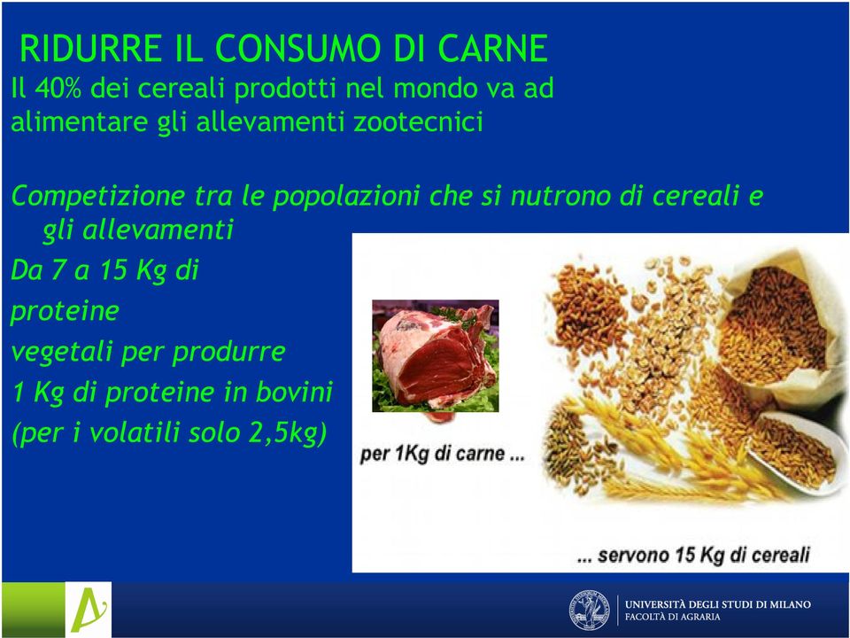 che si nutrono di cereali e gli allevamenti Da 7 a 15 Kg di proteine