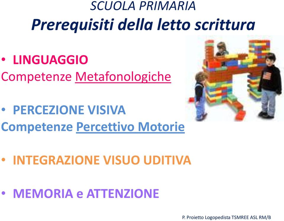 Competenze Percettivo Motorie INTEGRAZIONE VISUO