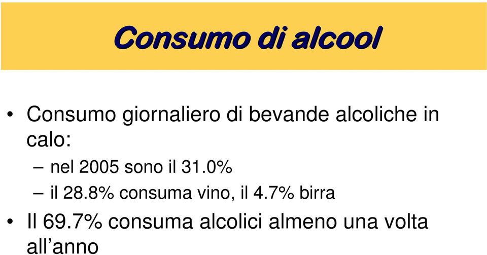 31.0% il 28.8% consuma vino, il 4.