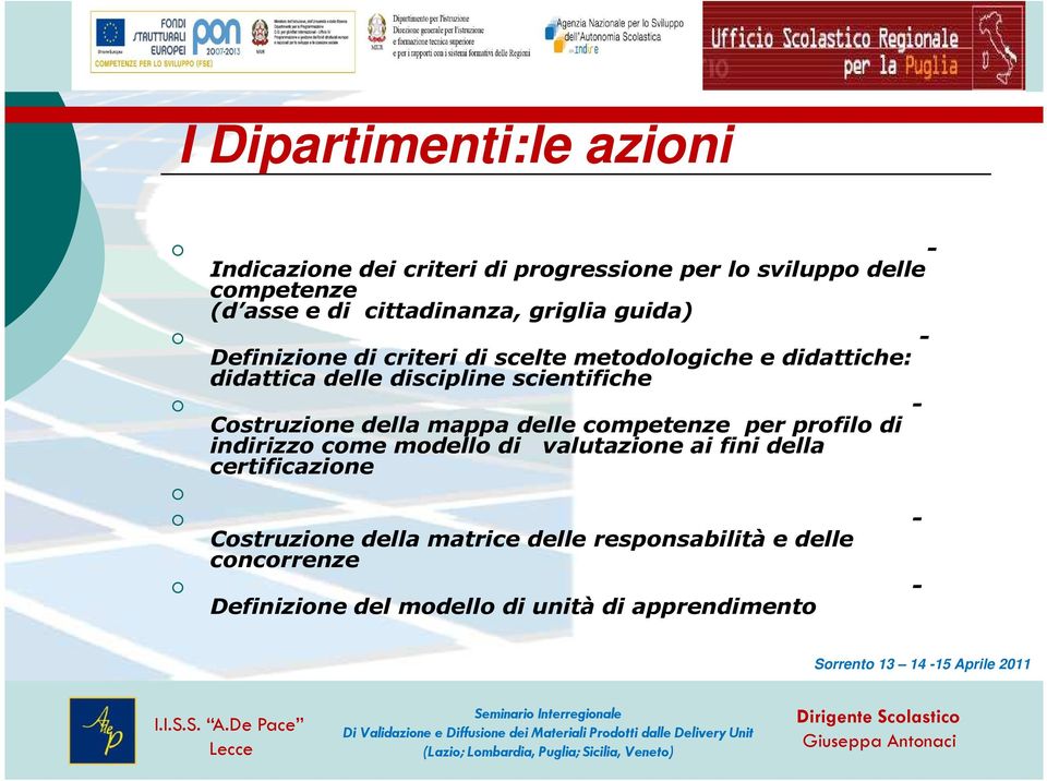 scientifiche Costruzione della mappa delle competenze per profilo di indirizzo come modello di valutazione ai fini della