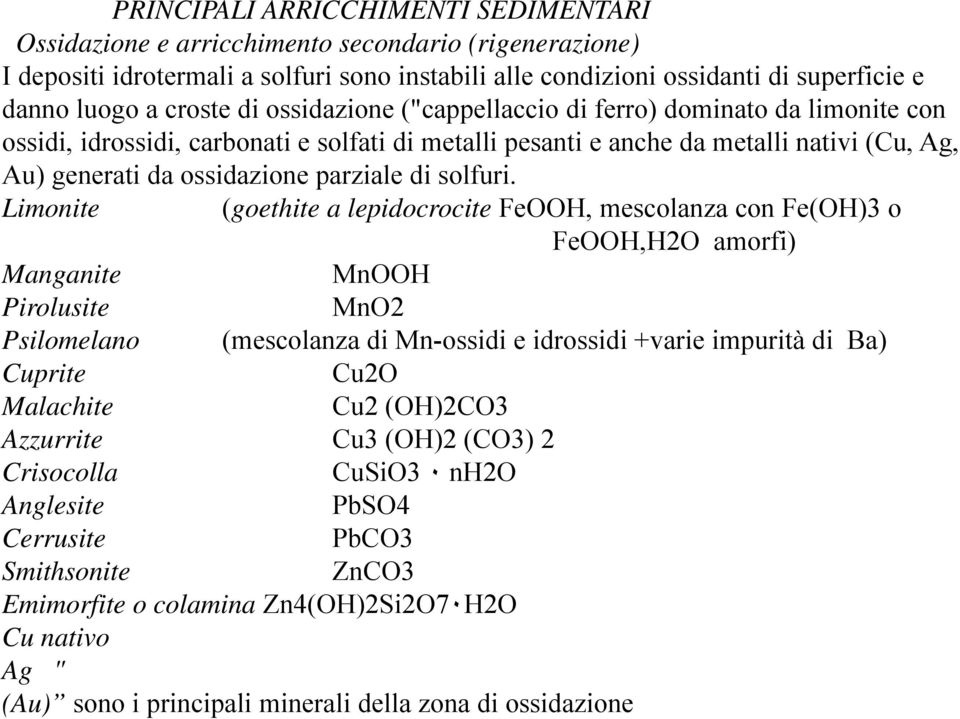 parziale di solfuri.