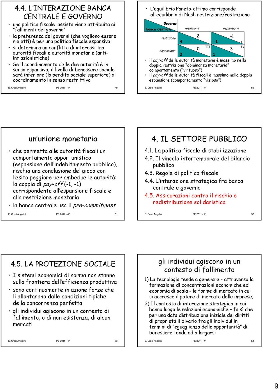 inferiore (la perdia sociale superiore) al coordinameno in senso resriivo E.