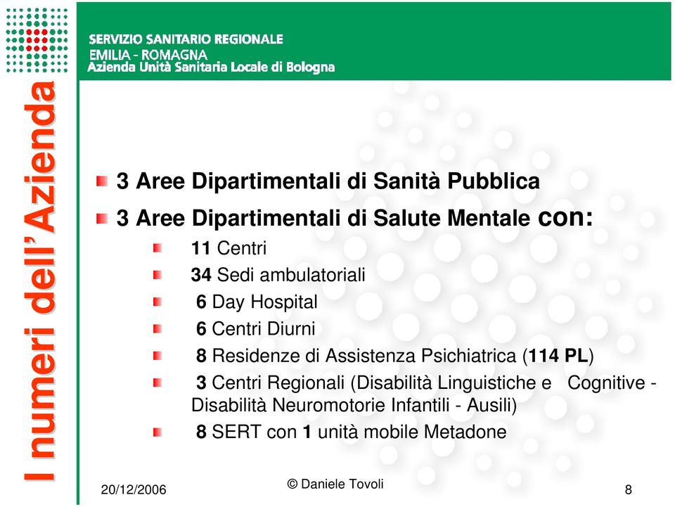 Residenze di Assistenza Psichiatrica (114 PL) 3 Centri Regionali (Disabilità Linguistiche