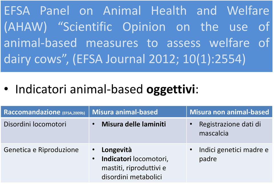 animal-based Misura non animal-based Disordini locomotori Misura delle laminiti Registrazione dati di mascalcia Genetica