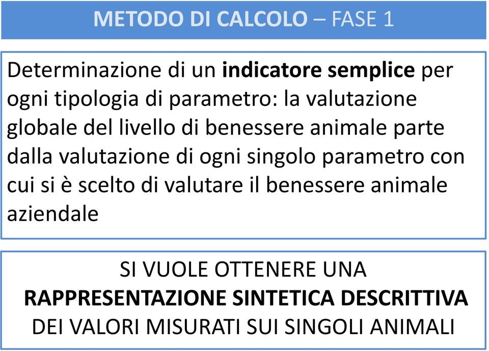 di ogni singolo parametro con cui si è scelto di valutare il benessere animale aziendale SI