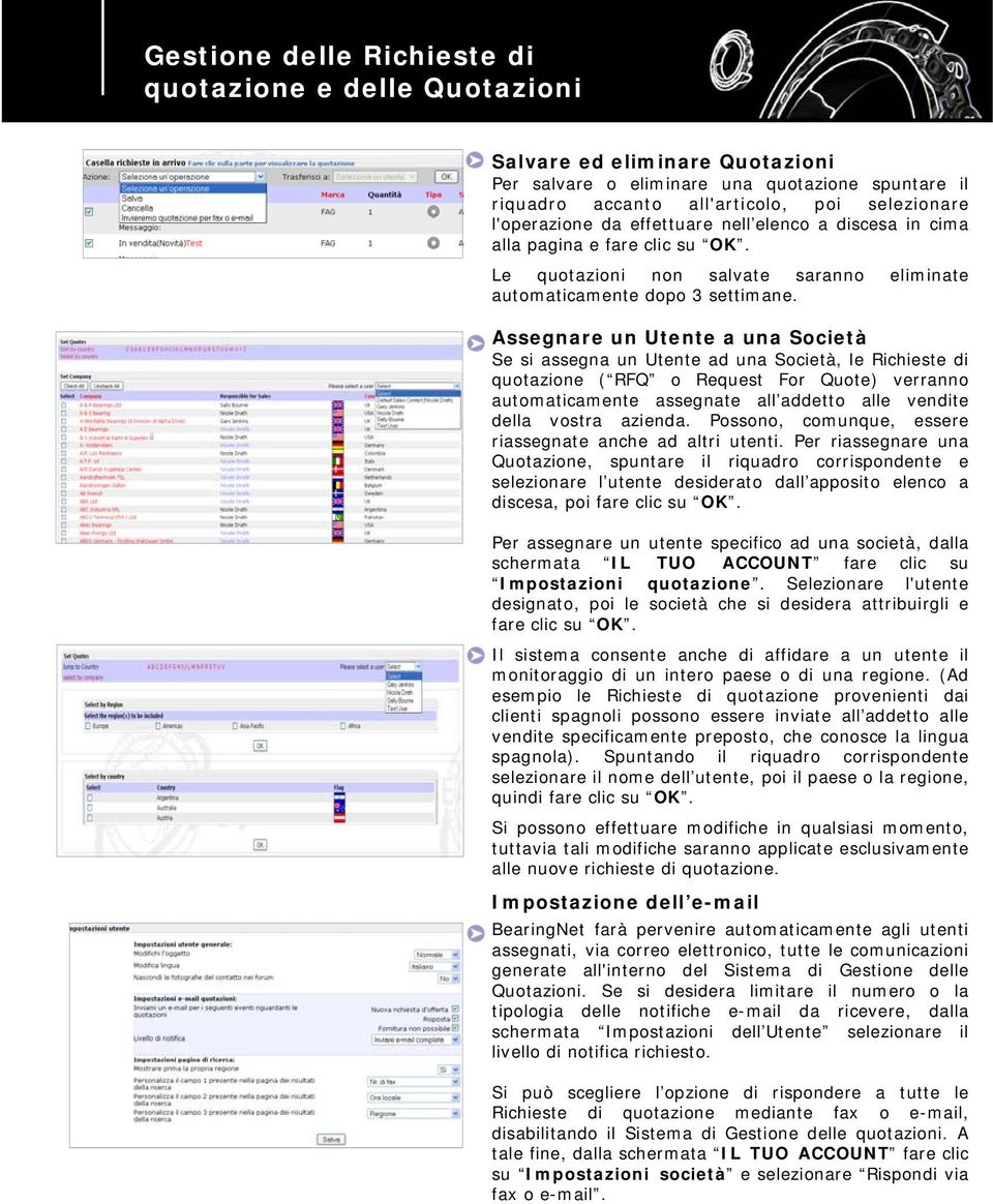 Assegnare un Utente a una Società Se si assegna un Utente ad una Società, le Richieste di quotazione ( RFQ o Request For Quote) verranno automaticamente assegnate all addetto alle vendite della