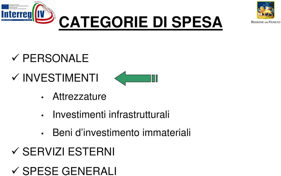 Investimenti infrastrutturali Beni d