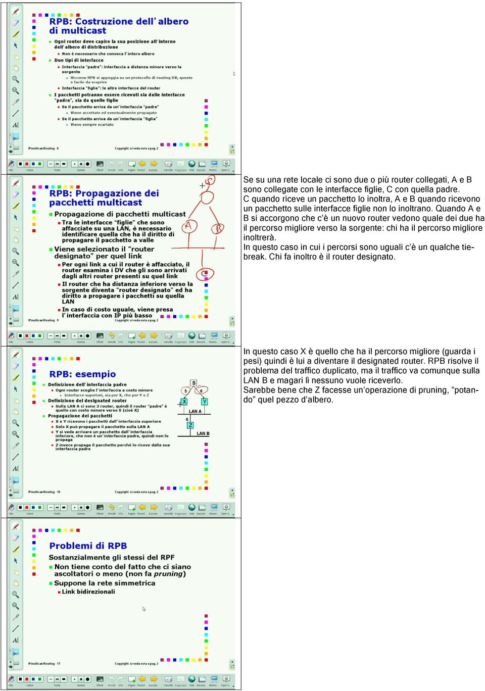 Quando A e B si accorgono che c è un nuovo router vedono quale dei due ha il percorso migliore verso la sorgente: chi ha il percorso migliore inoltrerà.