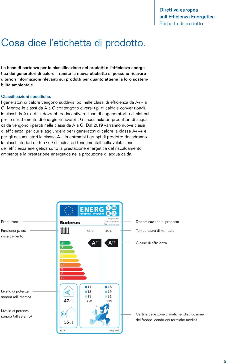 I generatori di calore vengono suddivisi poi nelle classi di efficienza da A a G.