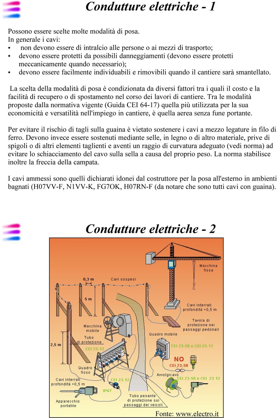 devono essere facilmente individuabili e rimovibili quando il cantiere sarà smantellato.