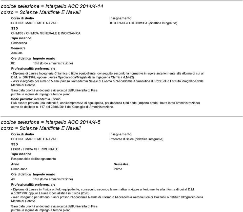 rmativa in vigore anteriormente alla riforma di cui al D.M. n.