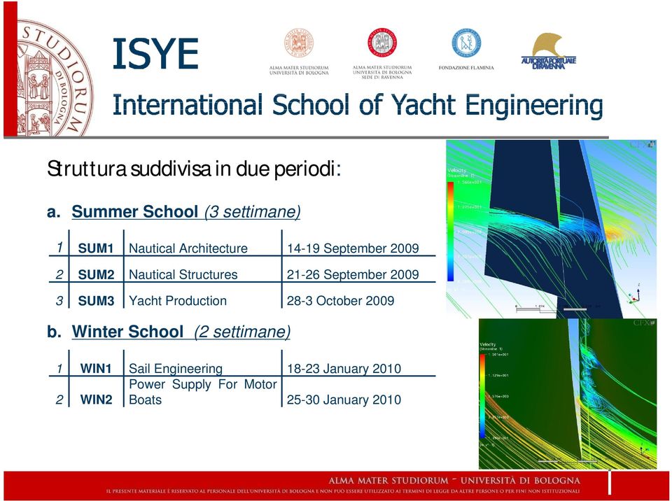 SUM2 Nautical Structures 21-26 September 2009 3 SUM3 Yacht Production 28-3 October