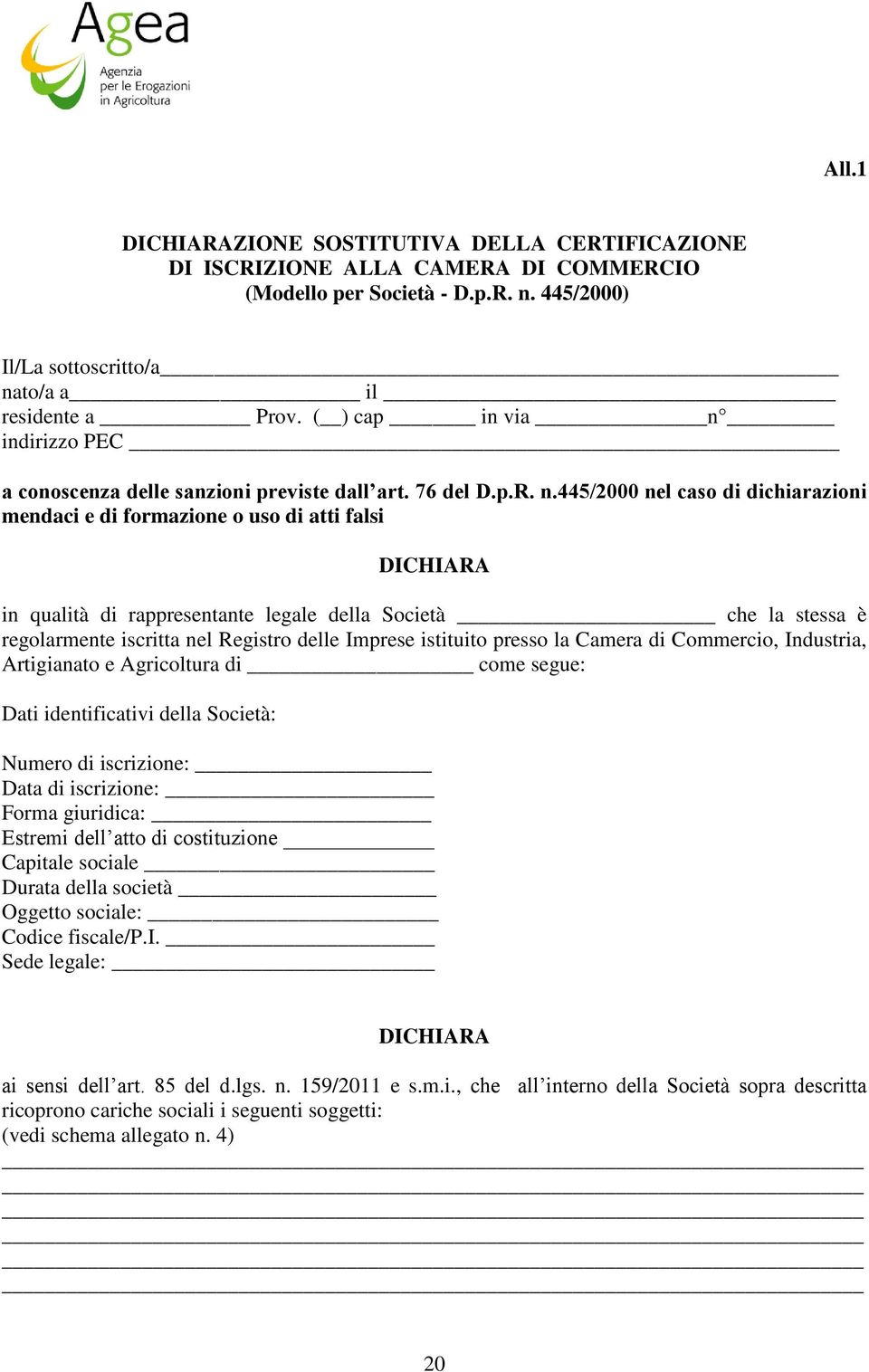 indirizzo PEC a conoscenza delle sanzioni previste dall art. 76 del D.p.R. n.