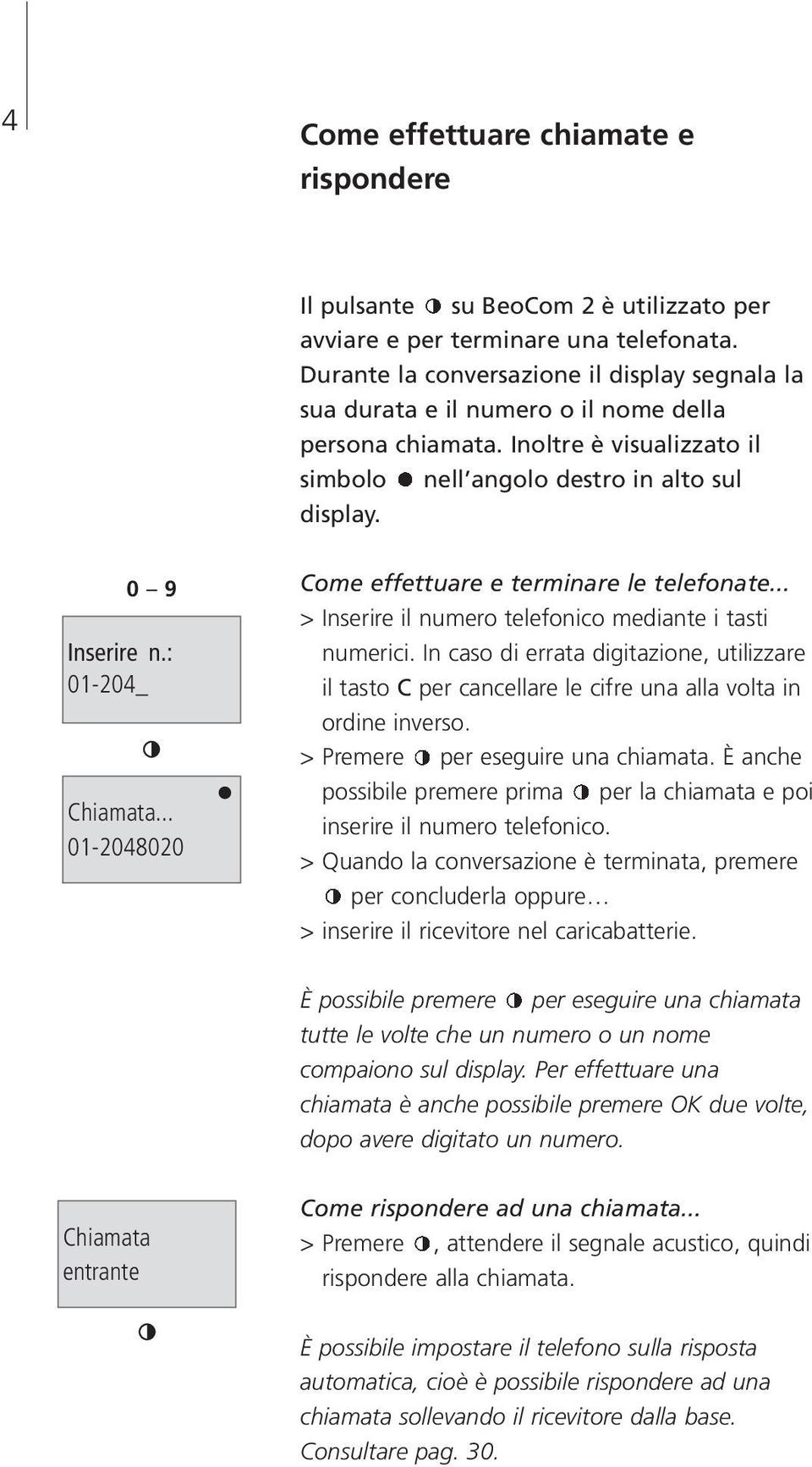 : 01-204_ Chiamata... 01-2048020 Come effettuare e terminare le telefonate... > Inserire il numero telefonico mediante i tasti numerici.