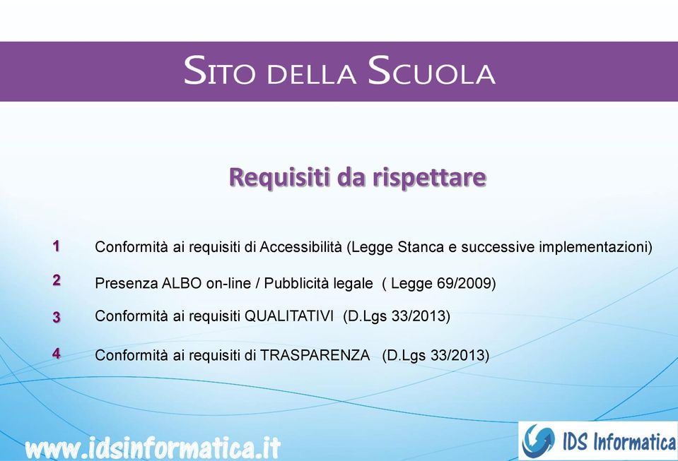 (Legge Stanca e successive implementazioni) 2 Presenza ALBO on-line /