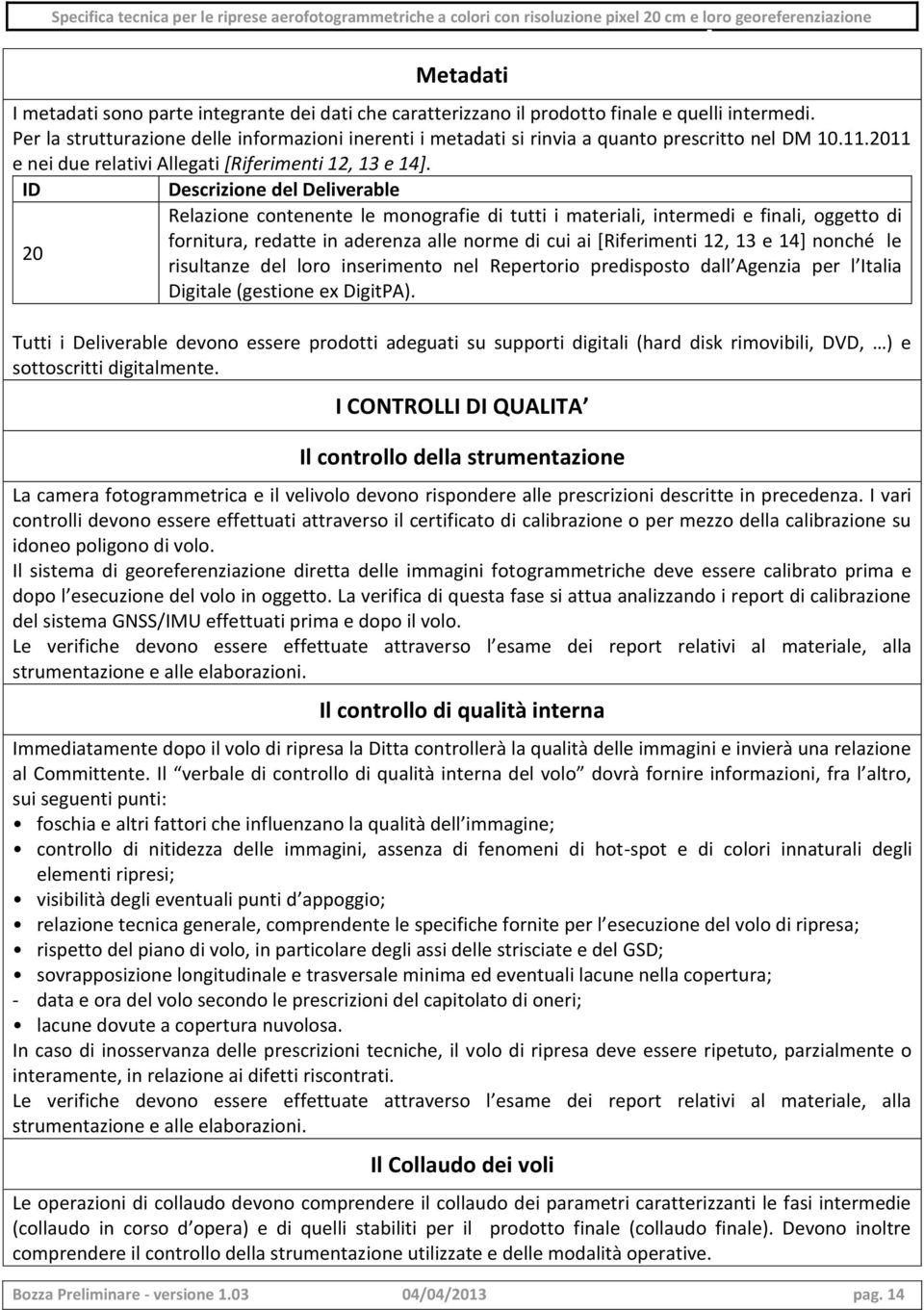 ID Descrizione del Deliverable Relazione contenente le monografie di tutti i materiali, intermedi e finali, oggetto di fornitura, redatte in aderenza alle norme di cui ai [Riferimenti 12, 13 e 14]