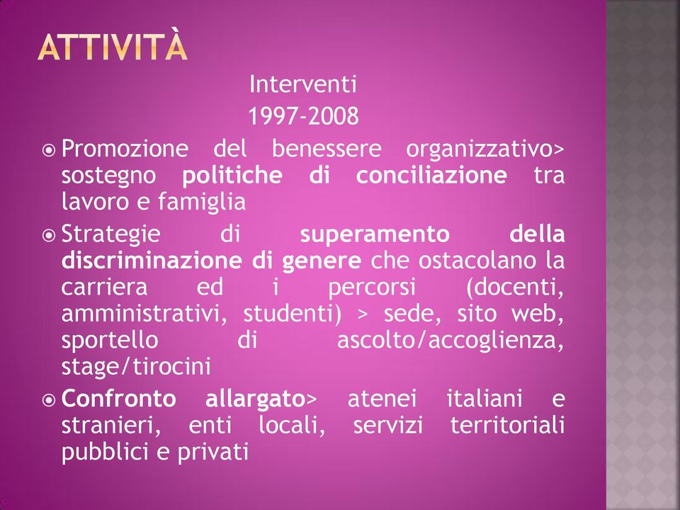 i percorsi (docenti, amministrativi, studenti) > sede, sito web, sportello di ascolto/accoglienza,