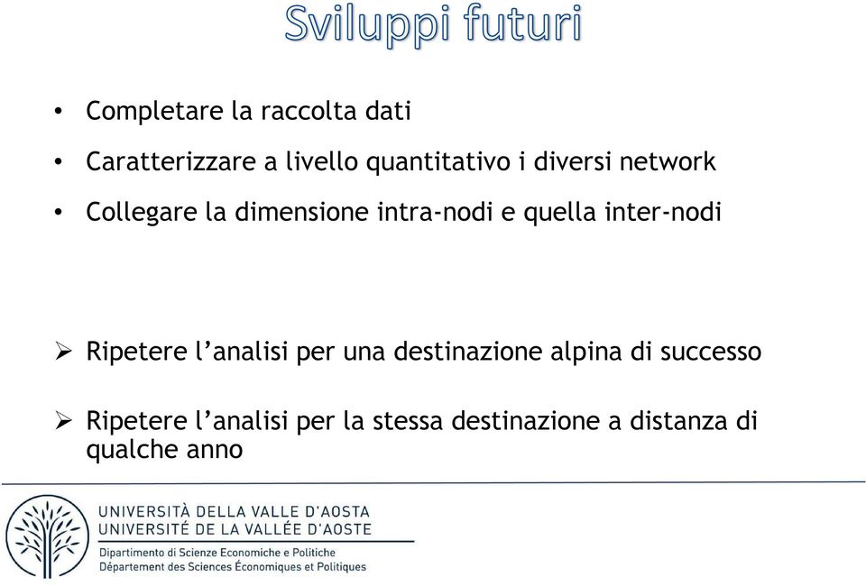 inter-nodi Ripetere l analisi per una destinazione alpina di