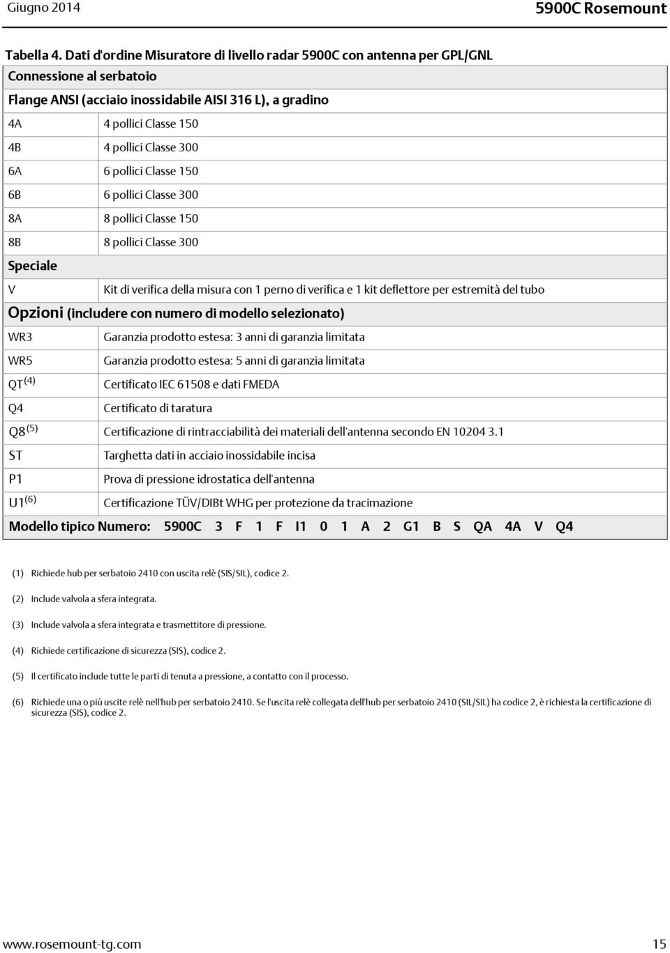 300 6A 6 pollici Classe 150 6B 6 pollici Classe 300 8A 8 pollici Classe 150 8B 8 pollici Classe 300 Speciale V Kit di verifica della misura con 1 perno di verifica e 1 kit deflettore per estremità