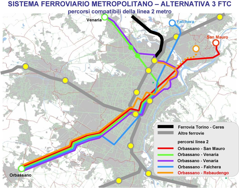 Altre ferrovie percorsi linea 2 Orbassano Orbassano - San Mauro