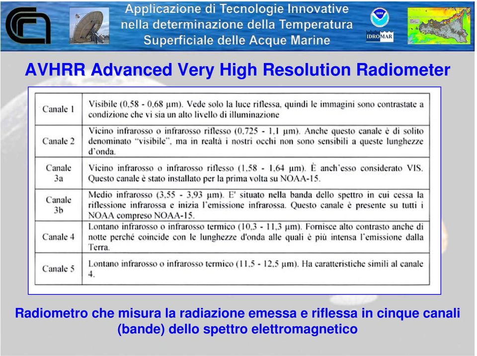 radiazione emessa e riflessa in cinque