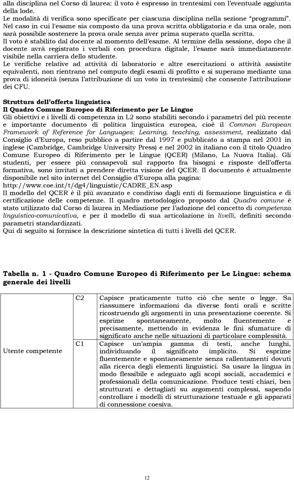 Il voto è stabilito dal docente al momento dell esame.